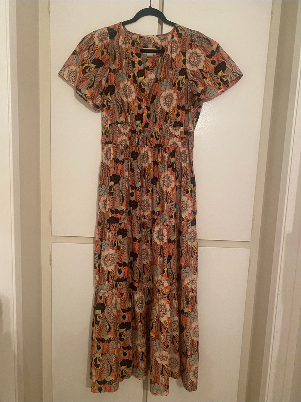 Anthropologie Multicolor Floral Maxi Dress in Orange and Black